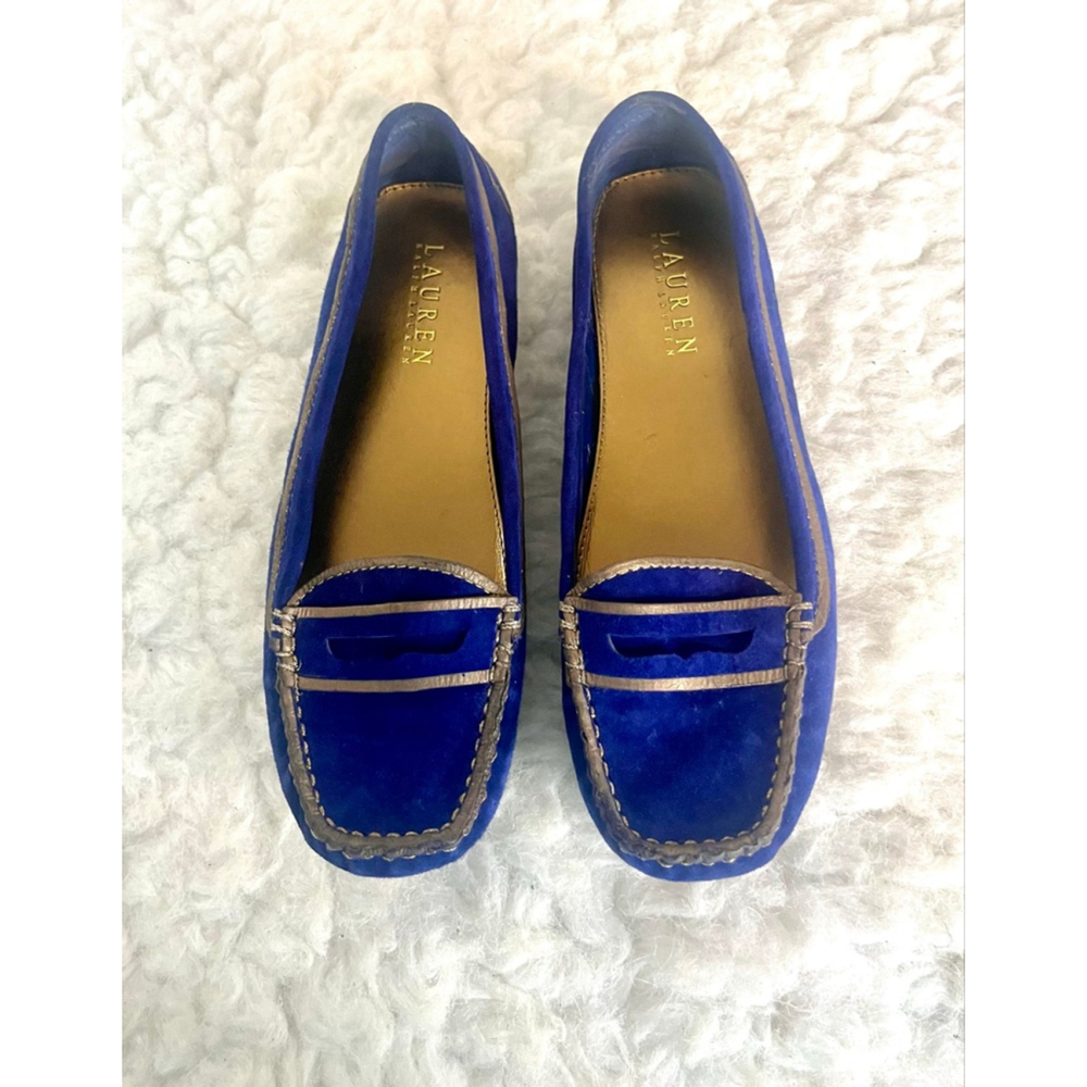 Lauren Ralph Lauren Celena blue suede driving loafers women size 6B
